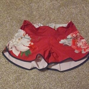 INKnBURN Red Floral Athletic Shorts